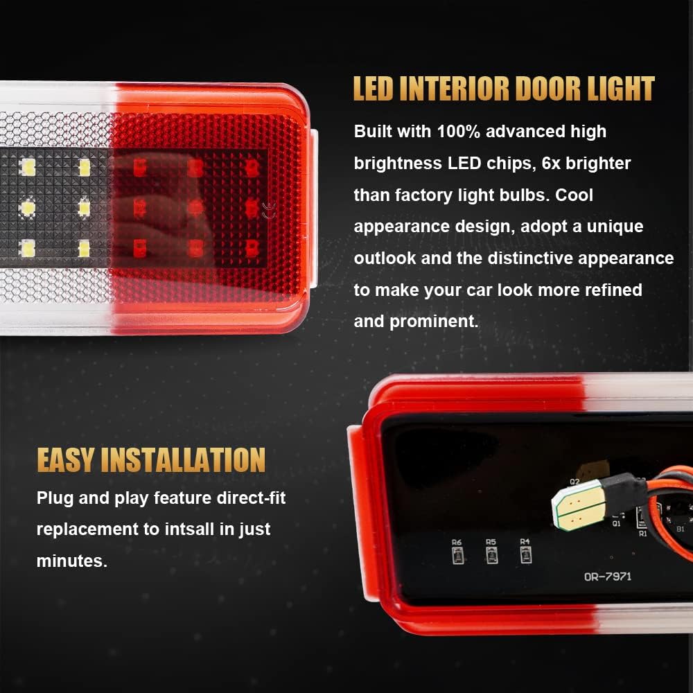 D-Lumina LED Interior Door Lights Courtesy Door Light Assembly Front or Rear Door Reflectors Panel Compatible with Fo-rd 1999-2007 F250 F350 F450