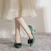 8362-15 Sweet wind triangle bow contrasting single shoes autumn 2025 new French high heels women