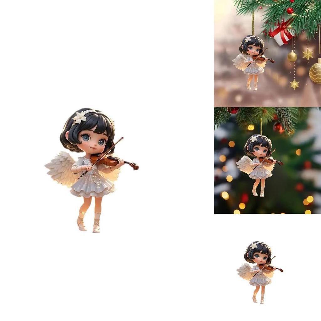 Acrylic Angel Violinist Car Pendant With Elegant Minimalist Design For Interior Decor