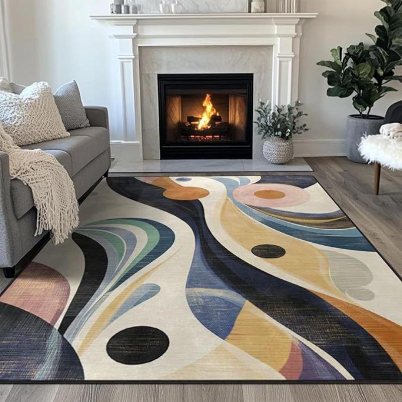 Abstract Scandinavian Style Large Area Carpet Living Room Sofa Bedroom Rugs Bedside Blanket Anti Slip Dirt Resistant Blanket