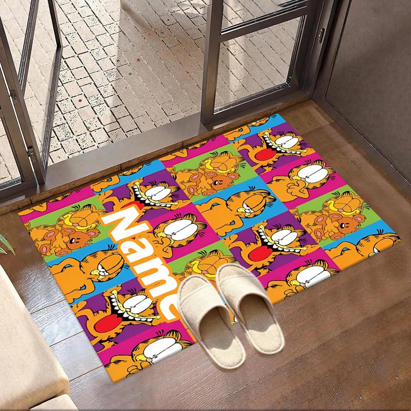 Custom Name Personalized Garfield Print Carpet, Versatile Home Decor Rug, for Playroom, Apartment, Balcony, Entryway, Hallway Gift