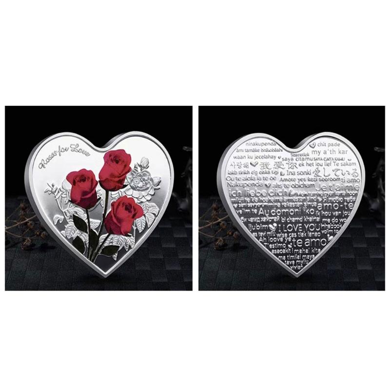 Einzigartige herzförmige Metallmünzen Symbolische Liebe Sammlerstücke Hochzeitsdekoration Valentinstag Jubiläumsgeschenk Münzen