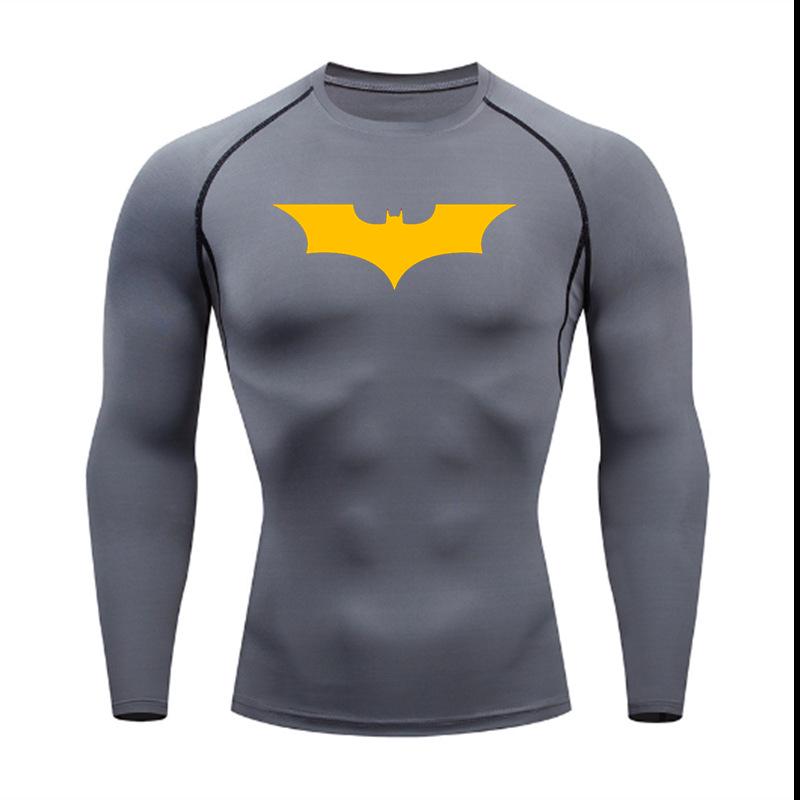 Men's Batman Compression Short Sleeve Sports T-Shirt for Running, Basketball, or Football - Quick Dry, Tight Fit, Round Neck.