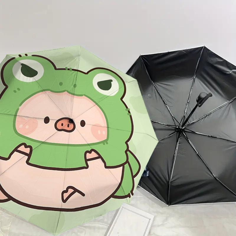1PC Frog Pig Umbrella-8-Rib Reinforced, Automatic Open, Lightweight & Durable, Cute Fashion Accessory for Outdoor-Y0358