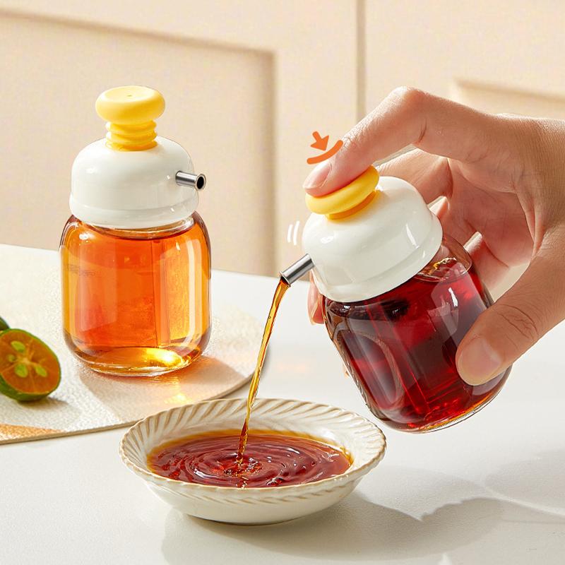 Glass Oil Squeeze Bottle Portion Control Seasoning Tool Soy Sauce Vinegar Dispensers Lemon Juice Pouring Jar for Kitchen Gadgets