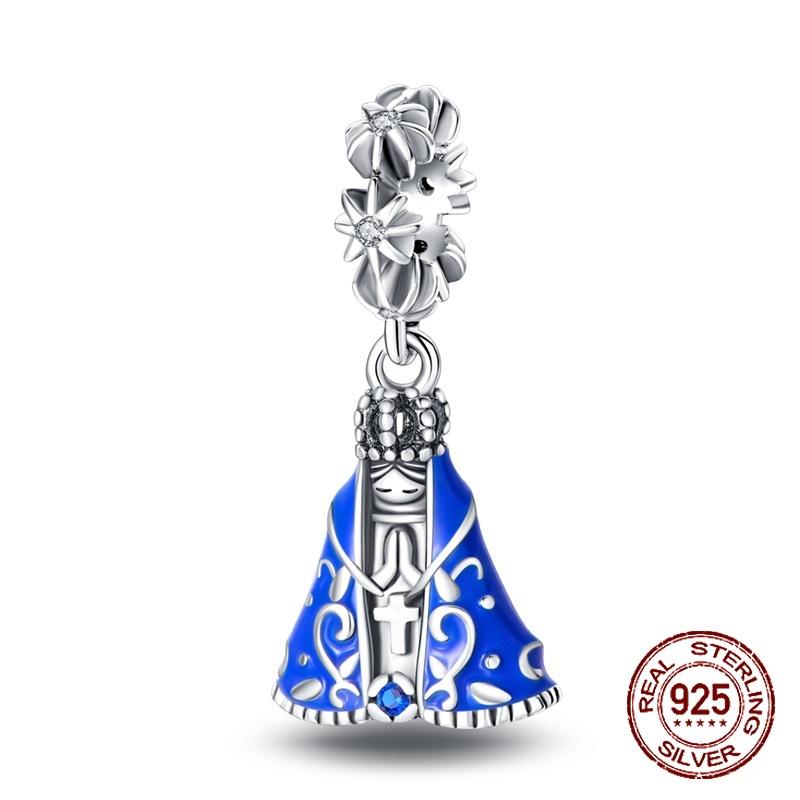 925 sterling copper boys and girls lovers pendant charms Fit 4MM hole diameter bracelet charm beads necklace Diy female Zircon