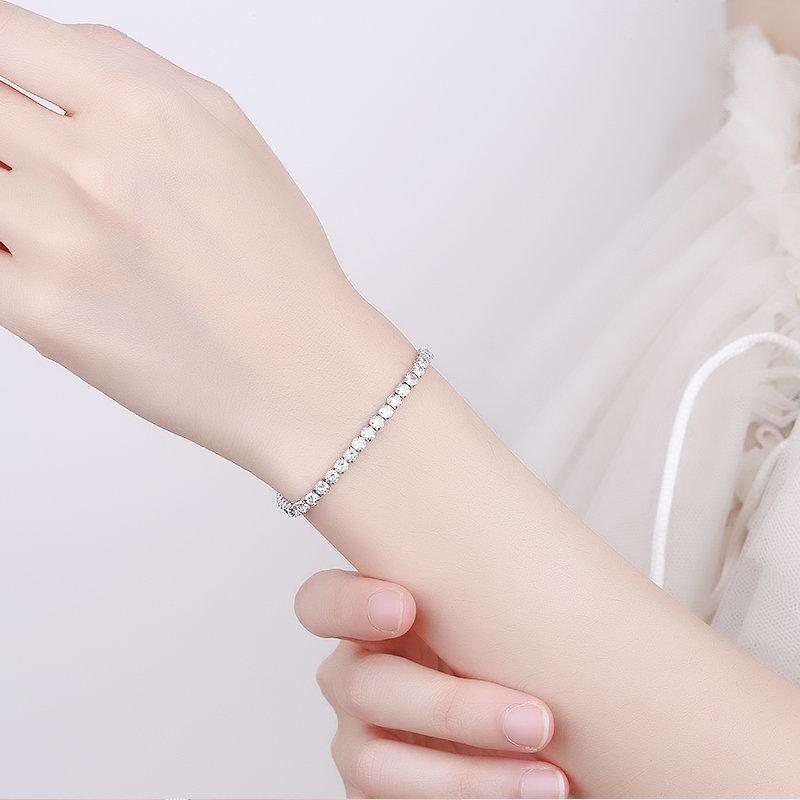 3mm Moissanit Tennisarmband 925 Silber Vergoldet Weißgold Armband für Damen Herren Funkelnd Party Mode Schmuck