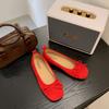 New Women's Flat Shoes Silver Bow Soft Bottom Non-slip Ballet Shoes High-end Luxury Elegant Lady Shoes Zapatos Mujer
