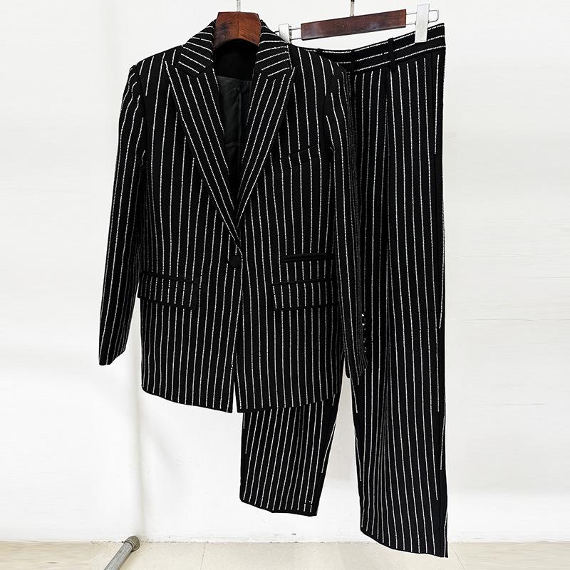 2026 Early Spring Elegant Rhinestone Blazer & Trousers Set XL