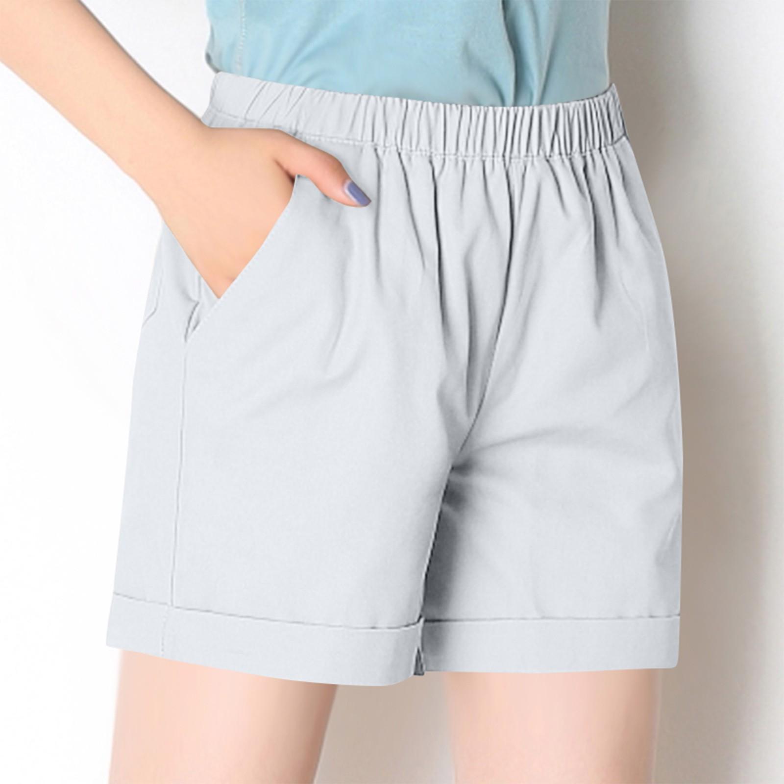 

Жіночі модні літні повсякденні шорти з кишенею та високою талією XL білий