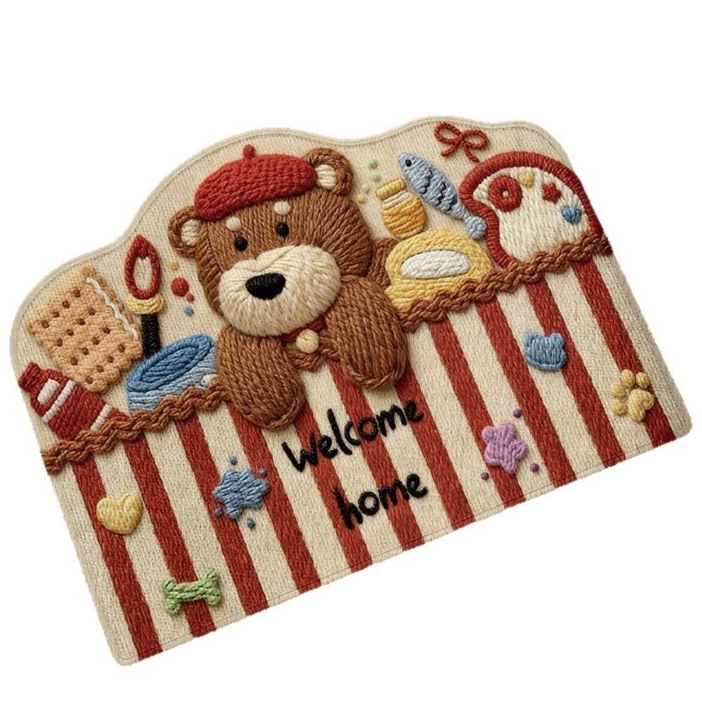 New 40*60cm Diatom Mud Mat Woven Texture Cartoon Design Puppy Mat Absorbent Material Quick-Dry Feature Non-Slip Rug Bathroom Use