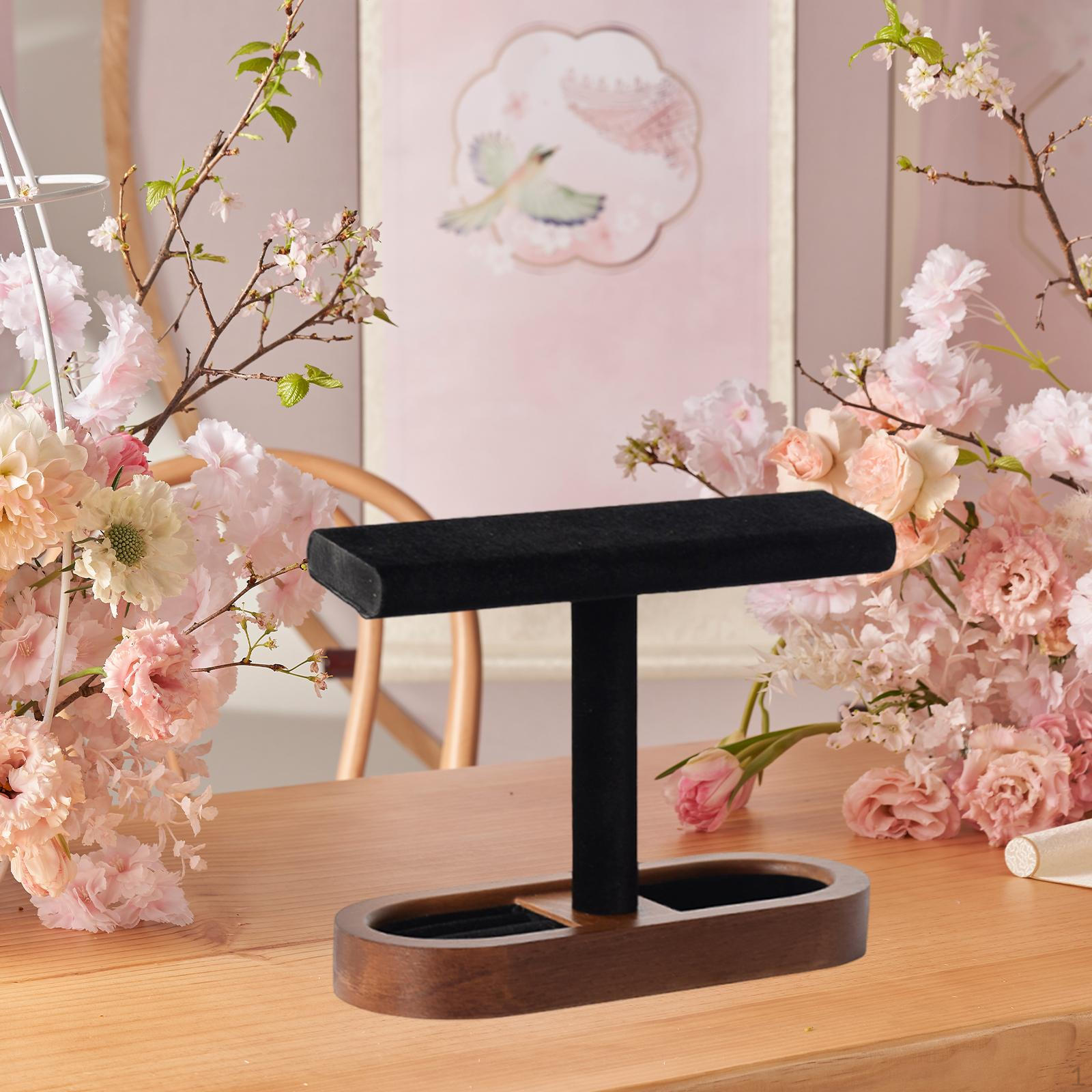 

Jewelry Display Stand Bracelet Organizer Watch Holder Necklace Storage Tower Wood Base Protection Single layer