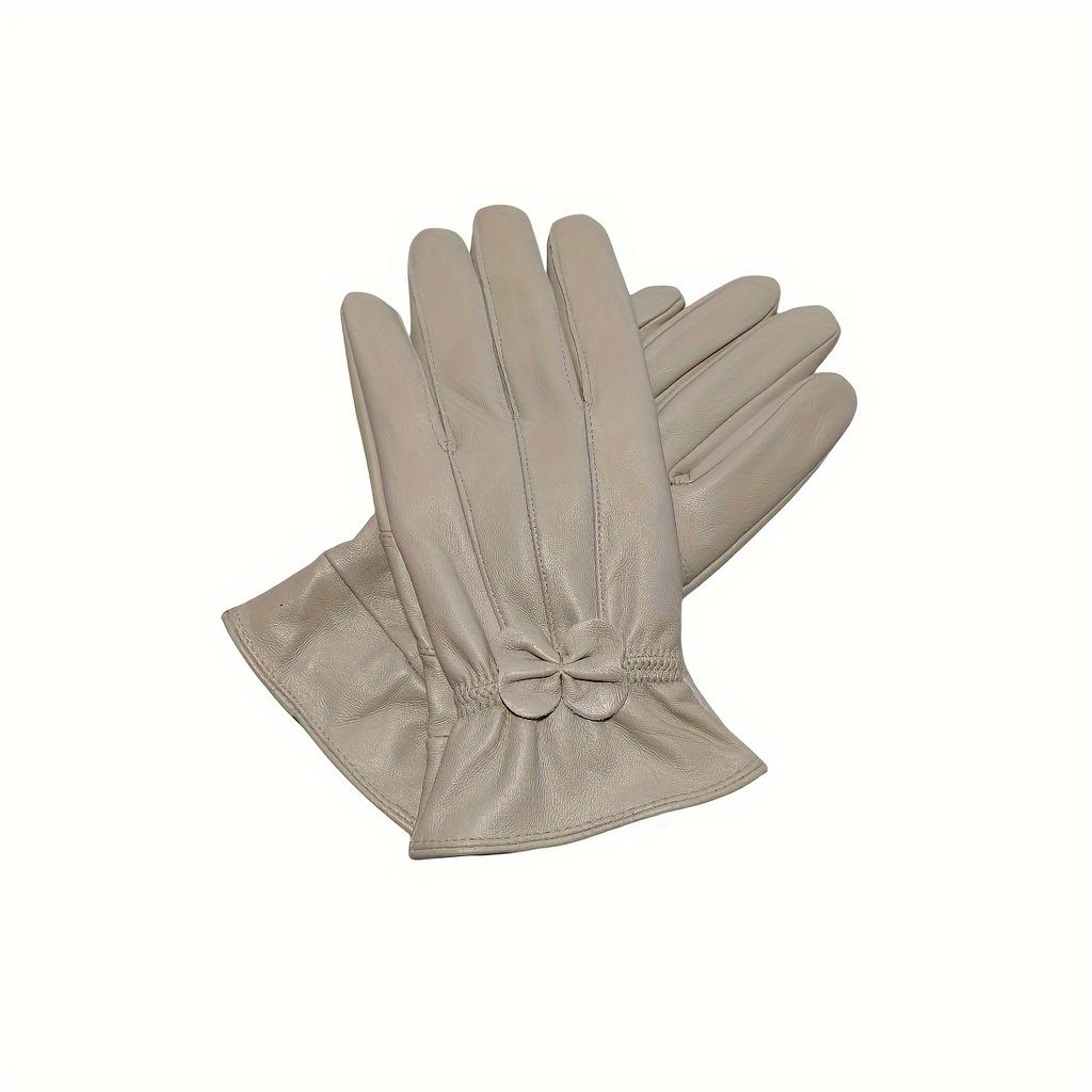 Damen Echtlederhandschuhe mit Schleifendetail - Elegante Rote, Marineblaue & Schwarze Reithandschuhe, Vollfingerwärme zum Autofahren & für Outdoor-Aktivitäten