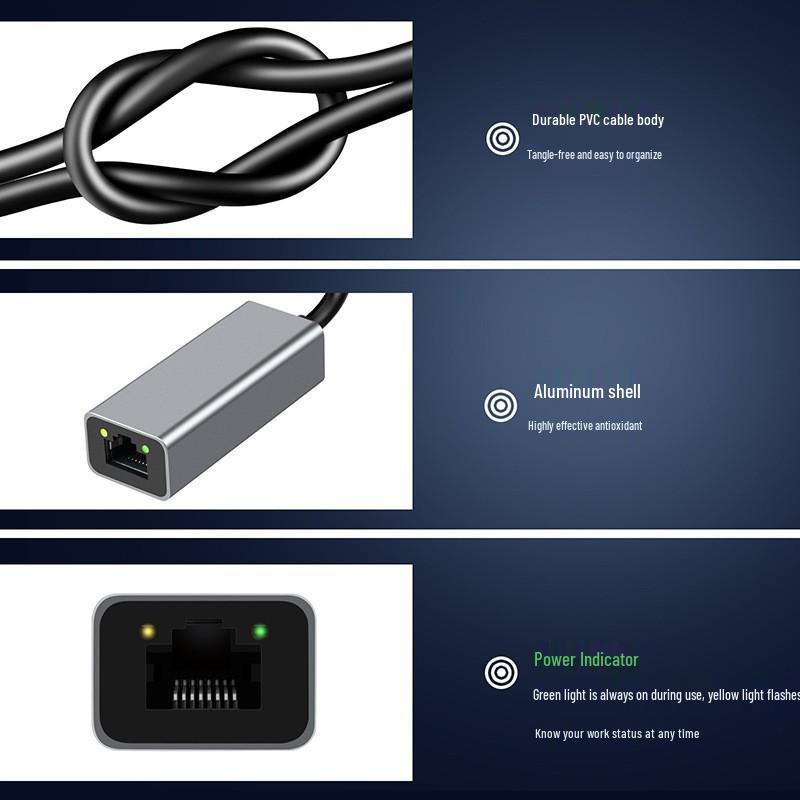 USB3.0 to RJ45 Gigabit Network Adapter - Driver-Free Type-C to Ethernet Converter