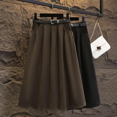 Large Size Women's Winter New Style Covers Belly and Makes You Look Slim A-line Skirt Fat Mm High Waist Mid-length Large Umbrella Skirt