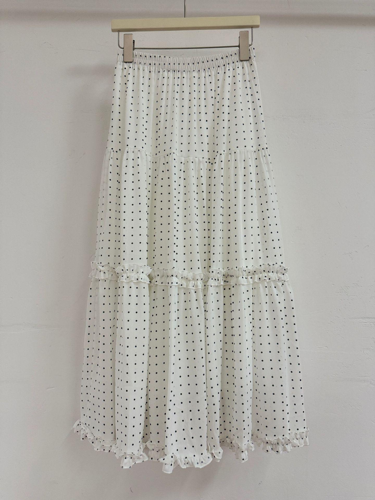 

Юбка-миди А-силуэта в корейском стиле с пэчворком в горошек: Универсальный, Стройнящий и Идеальный для Женщин, Ездящих на Работу One Size белый