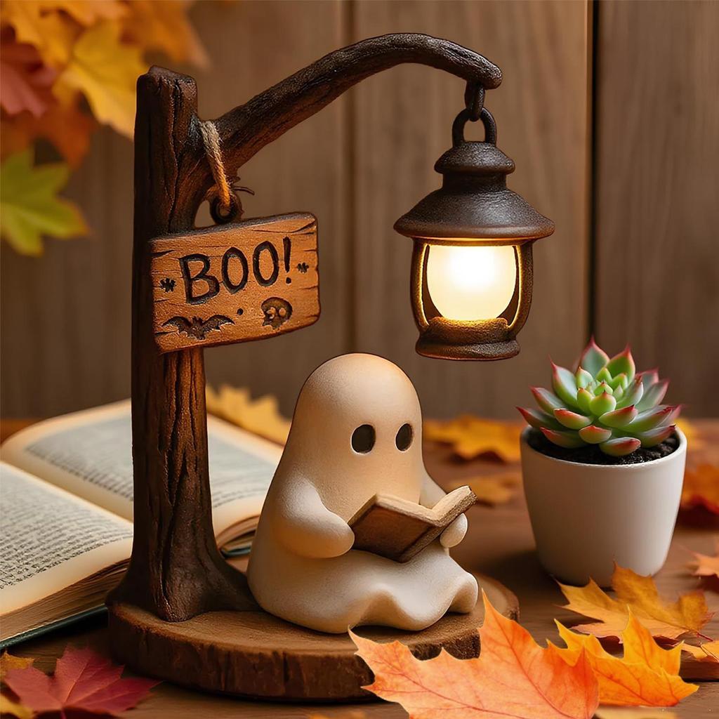Niedliche Geist Leselampe Geist LeseLaterne 3D Harz Halloween Geist Nachtlicht Für Innen Dekorationen Wohnzimmer Schlafzimmer