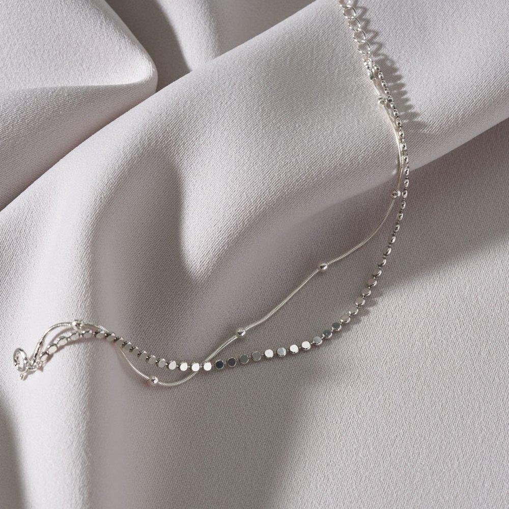 Mimi.J Jewelry 925 Silver Full Moon Double-Line Bracelet