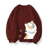 Trendy Brand Collaboration Cat Teacher Summer Friends Account Round Neck Sweatshirt Unisex Ins Autumn and Winter Couple Loose Top