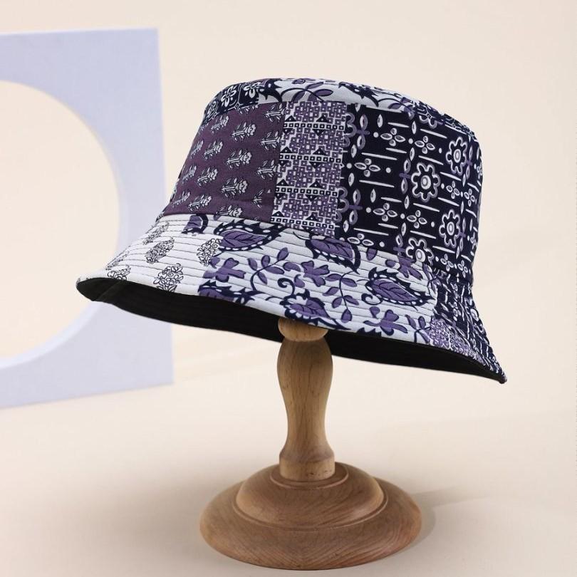 Cashew Flower Fisherman'S Hat, Men And Women Wear Sunscreen Caps On Both Sides, Outdoor Tide Basin Cap Tide