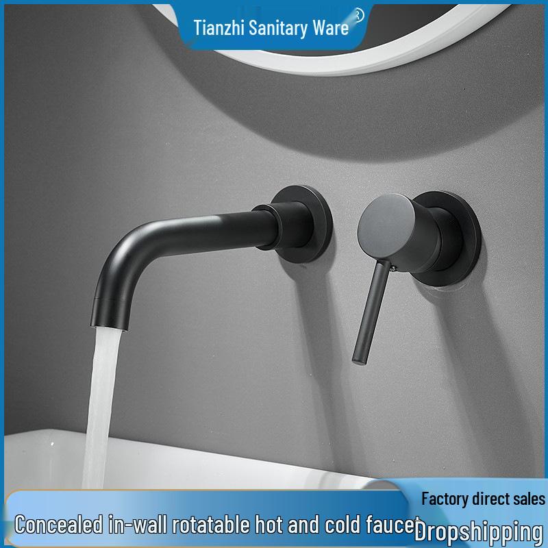 Concealed Wall-Mount Hot/Cold Basin Faucet for Hotel Projects