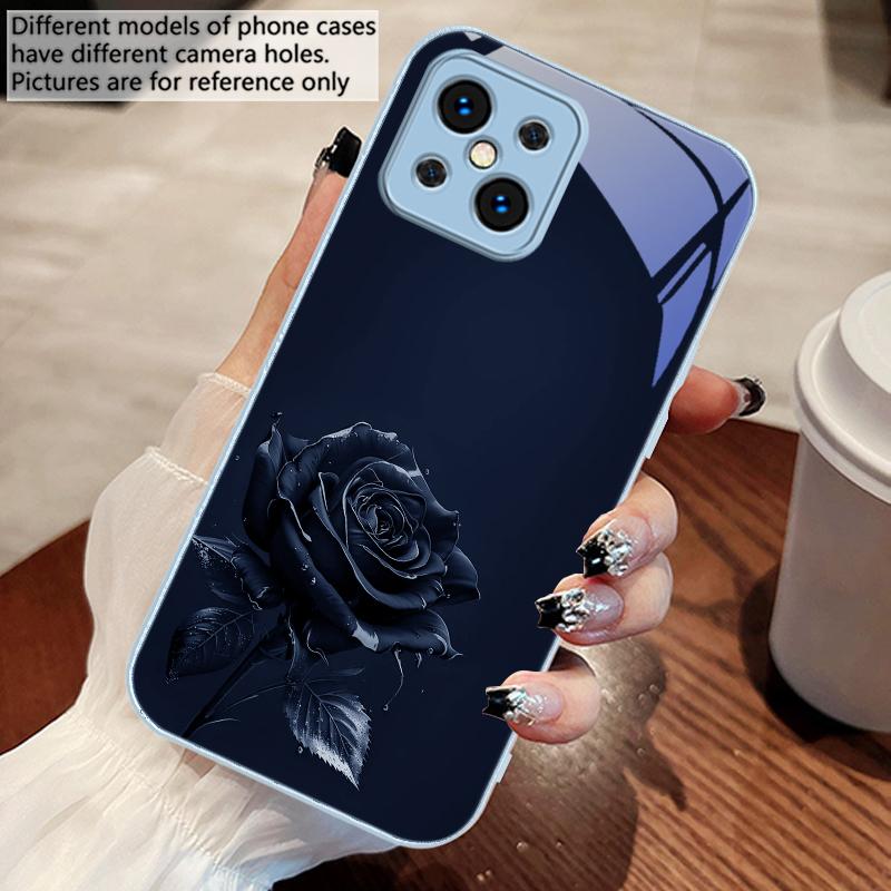 The Dark Golden Rose For Oppo Find X5 X8 Pro X3 Lite A72 58 73 54S F11 79 Reno 6 4Z 5G Nord N200 Tempered Glass Phone Case
