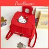 Backpack Canvas Red Style With Drawstring Design For Use Daily
