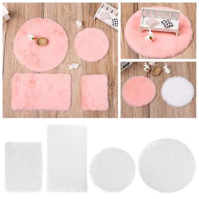 House Photo Props Doll Accessories Mini Floor Mat Miniature Hairy Rug Dollhouse Plush Carpet
