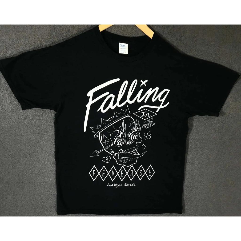 Falling In Reverse Band T Shirt Skull Flame Black Size L 4 Vintage Breathable Slightly Designer Clothes Versatile Casual