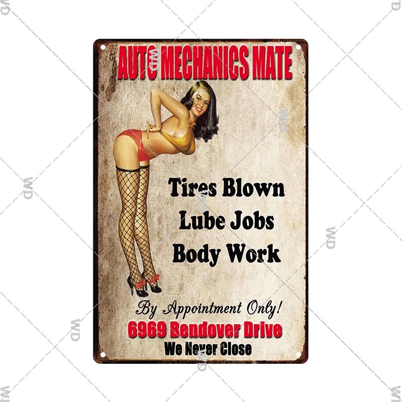 Retro Pin Up Girl Amerikanischer Stil Blechschild Metall Vintage Plakette Wandschilder Metallposter Platte Garage Schlafzimmer Man Cave Geschenk Dekor