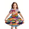 3D Digital Fashion Fantasy Girl Casual Short Sleeve Dress with Colorful Pony Print Holiday Spring/Summer Birthday