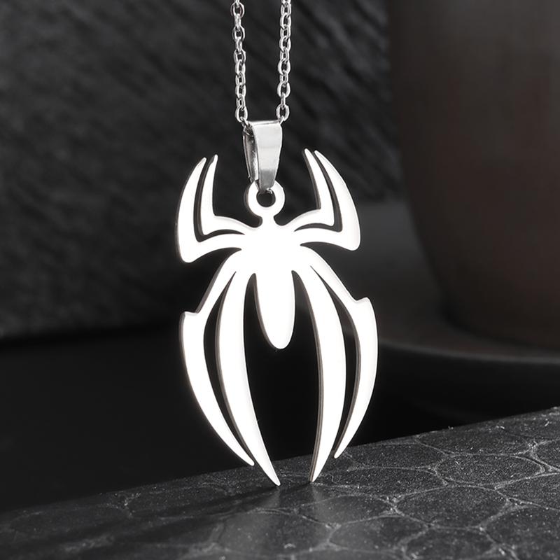 Stainless Steel Simple Personalized Spider Pendant Necklace Men and Women Fashion Party Pendant Jewelry Gift