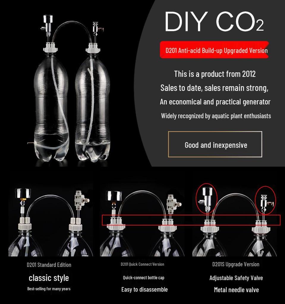 Creative CO2 Generator Kit for Aquariums - DIY Carbon Dioxide System with Solenoid for Aquatic Plants