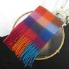 Men's and Women's Autumn and Winter Scarf Fashionable Warm Rainbow Plaid Shawl Tassel Thickened Mohair Scarf