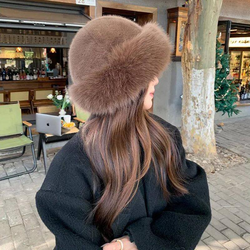Women Autumn Winter Faux Fur Hat Sweet And Lovely Warm Hats Girls Outdoor Quality Faux Mink Fur Caps