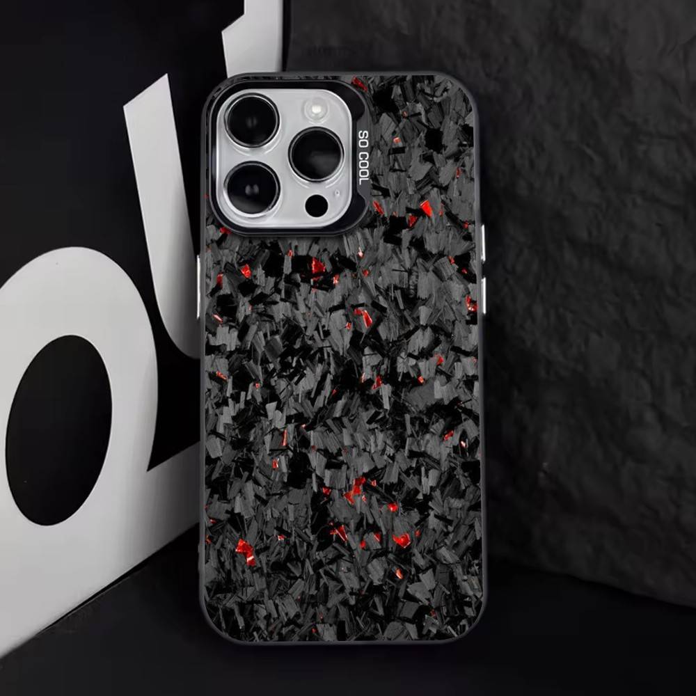 Carbon Fiber Pattern Phone Case For iPhone 17,16,15,14,13,12,11 Plus,Pro Max,XS,Colorful Silver Black Cover