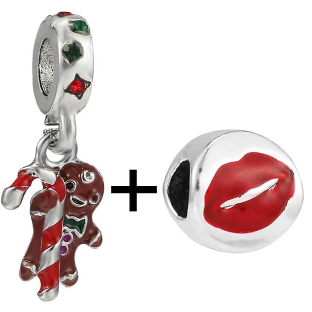2 teile/los Romantische Liebe Lebkuchen Mann Perlen Fit Original Marke Charms Silber Farbe Armband Frauen Diy Valentinstag Schmuck