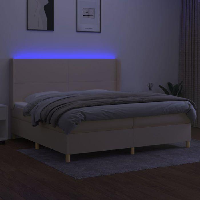 VidaXL Sommier à Lattes de Lit avec Matelas et LED, Lit Rembourré avec Tête de Lit, Lit Double, Lit Adulte de Chambre, 3138746