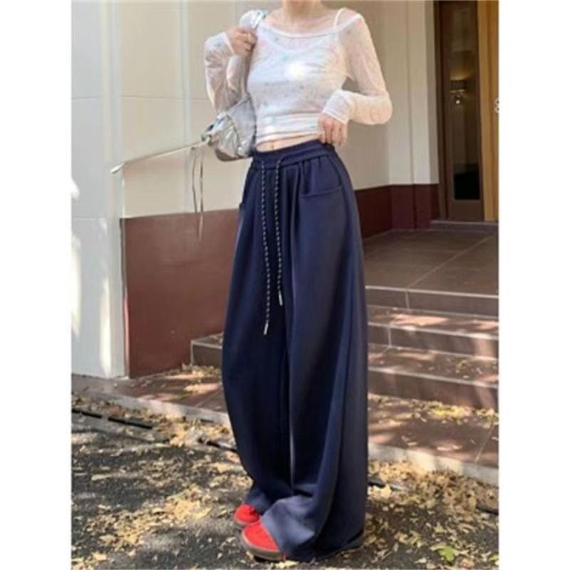 Women's Casual Pants Wide Legs Loose Drape Spring and Autumn New Season High Waist Straight Long Pants
