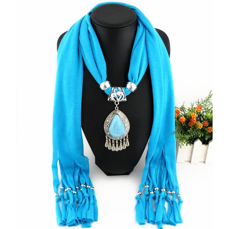 Elegant Polyester Scarf with Teardrop Pendant & Tassels – Women’s Stylish Solid Color Fashion Accessory