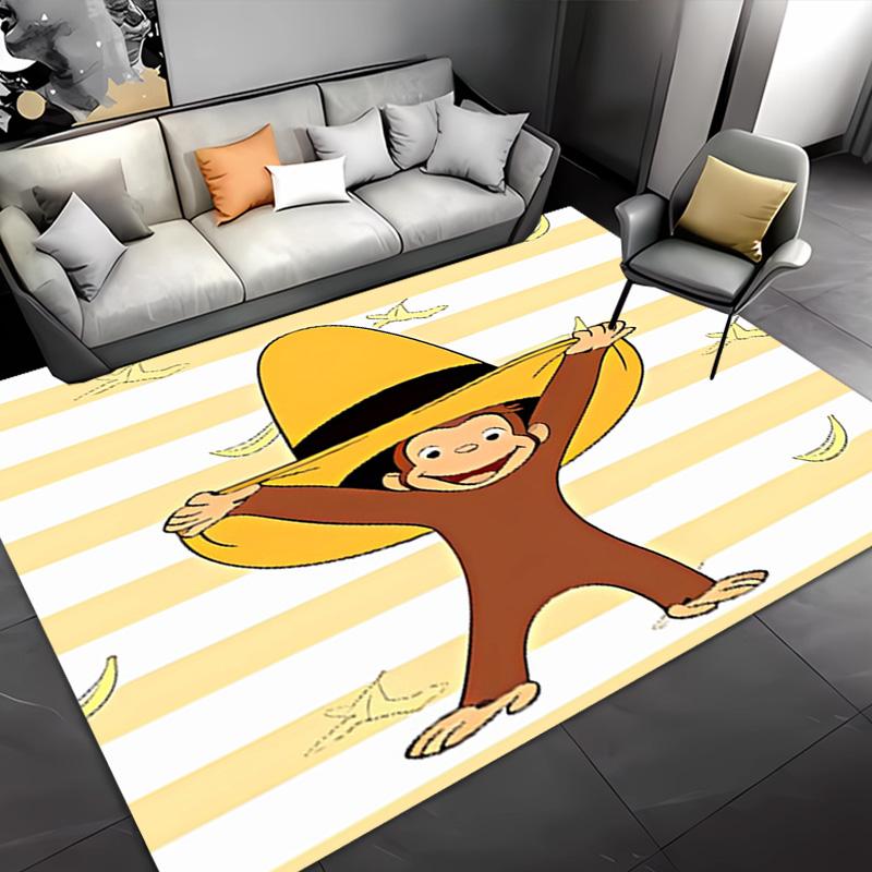 1pc Curious George Entrance Mat, Non-Slip Mat Area Rug,Room Decor, Outdoor Decor, Kitchen Rug,Doormat - Machine Washable, Easy to Clean