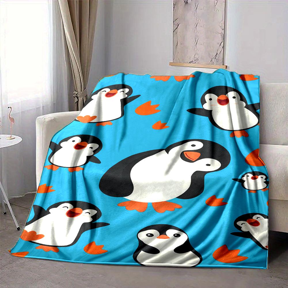 1Pc Penguin Party Blanket Soft And Comfortable Casual Warm Camping Travel Christmas Halloween Xmas Gift M924334
