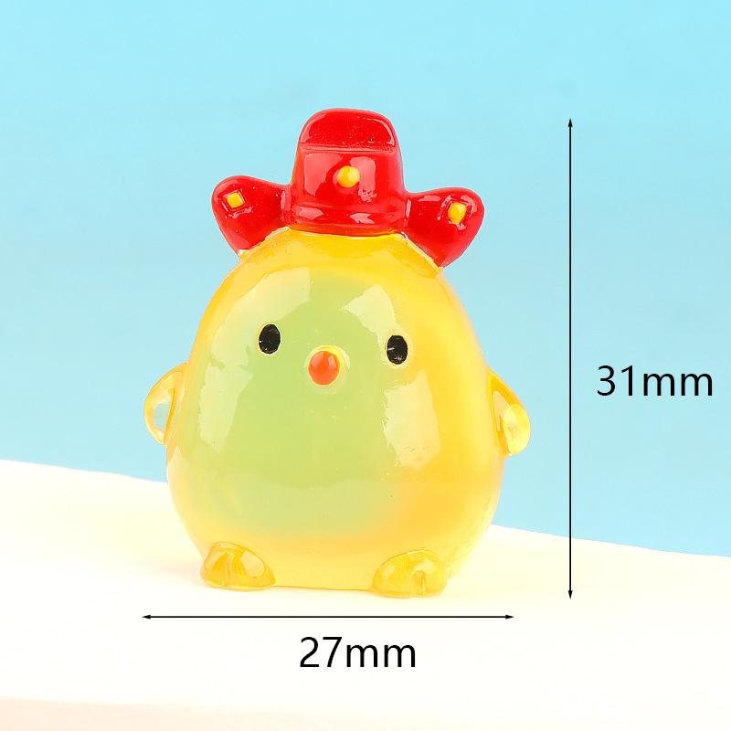 Cute Cartoon Luminous Chicken Car Ornaments Moss Micro Landscape Ornaments Dollhouse Decor Diy Desktop Decoration Toys