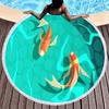 Koi Fish Round Beach Towel Soft Sand Free Quick Dry Circle Bath Towel Absorbent Meditation Rug Yoga Mat Throw Fringe Tapestry