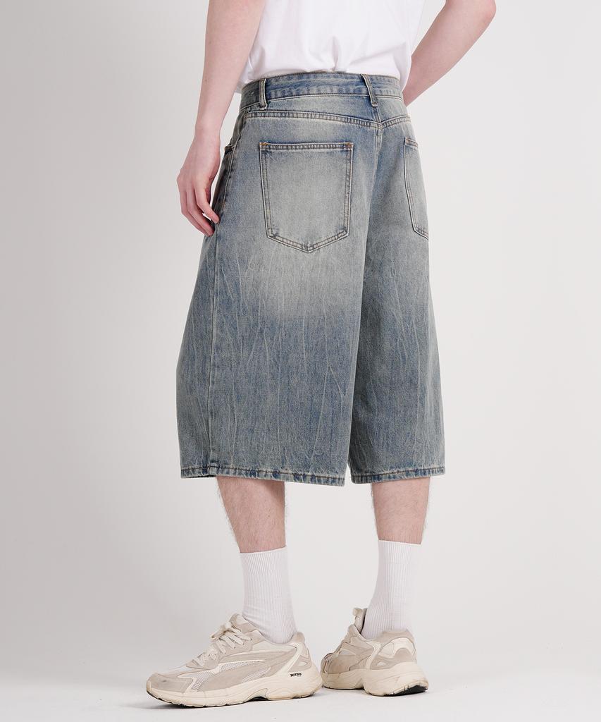 LXT Crease Washed Bermuda Denim Pants [Blue Indigo]