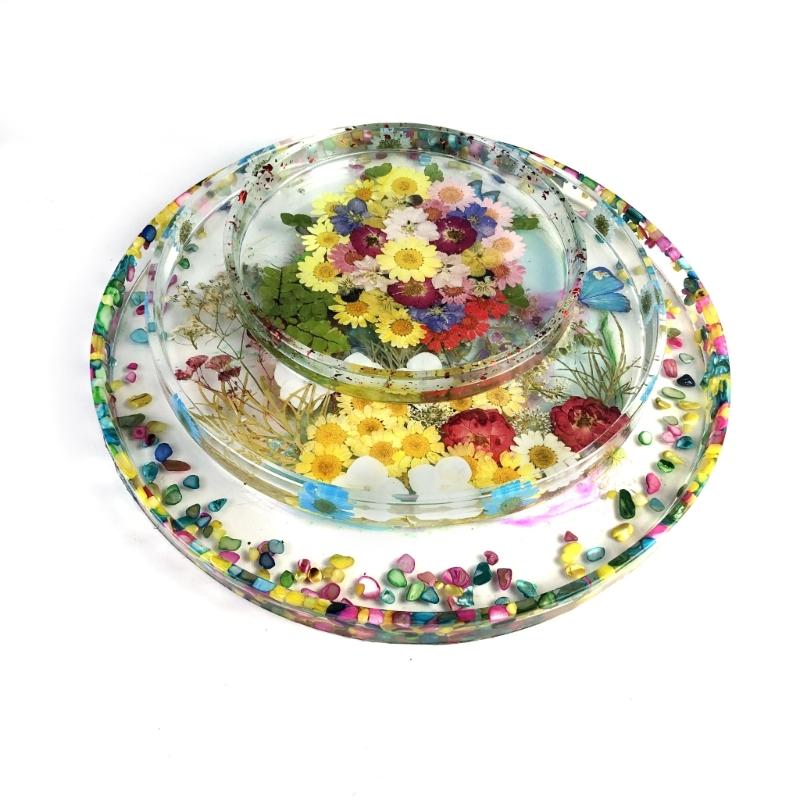 Lagerung Tablett Silikon Form DIY Runde Tablett Form Kristall Epoxidharz Formen Gips Beton Zement Handwerk Gussform