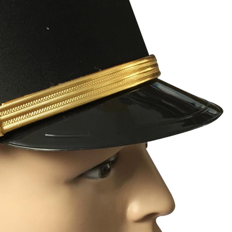 Black Security Guard Hat Carnivals Adult Soldier Hat Role Play Doorman Hotel Waiter Hat Adult Cosplay Party Black Hats