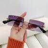 2PCS Small Square Cut Edge Sunglasses for Women Fashion Frameless Gradient Sunglasses for Sunshade for Men