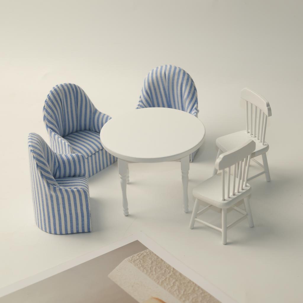 1:12 Scale Miniature Wooden and Fabric Single-seat Sofa Model Suitable for Miniature Model Photography Prop Dollhouse Furniture