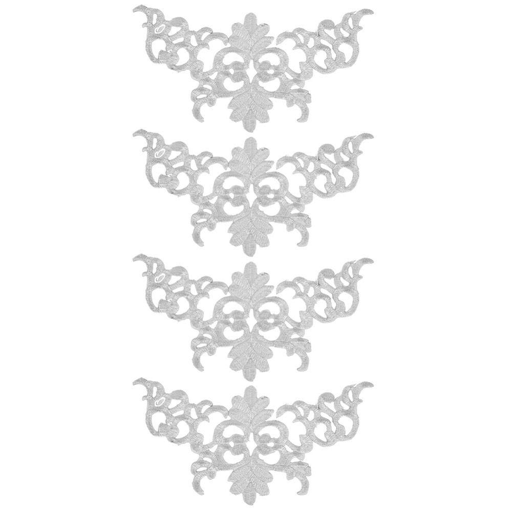 4PCS 8.86×4.16inch Applique Patch Gold Embroidery Iron On Patch  Clothing Decoration
